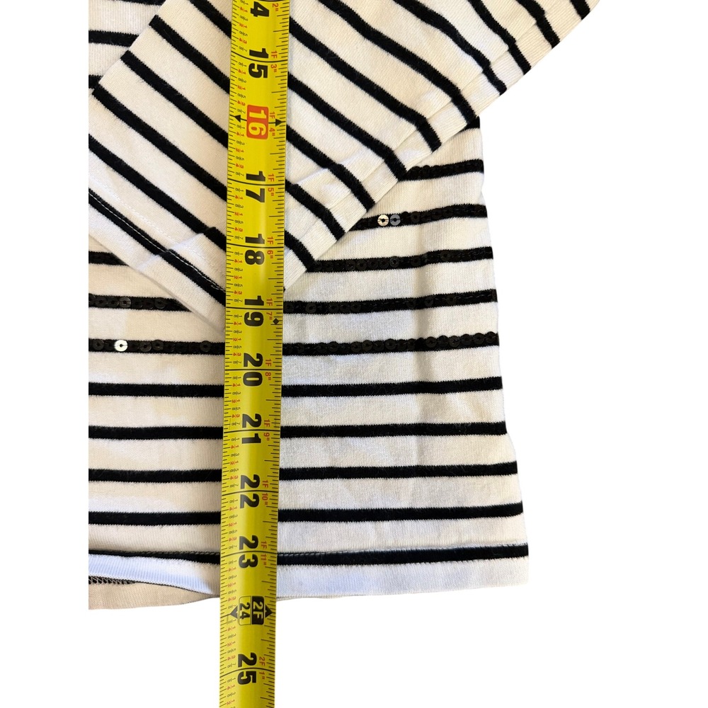 Joules Harbour Luxe Striped Sequin Top Breton Nautical Navy Cream US 12 UK 16 - Picture 5 of 8
